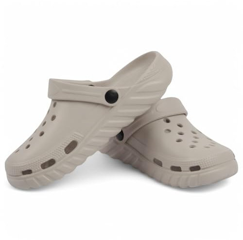 CHILLIFE Zuecos Sanitarios Mujer, Zapatos de Trabajo, Hospital, Jardín, Cocina, Playa, Ligeros, Eva, Fabricado en Portugal (Beis, Sistema Tallas Calzado EU, Adulto, Números, Mediano, 36)