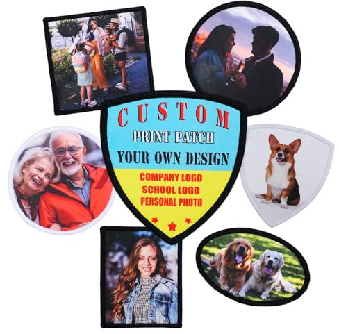 Personalisierte Gedruckt Patches,Patches selbst gestalten -für Kleidung, Jacken, Caps und Hundegeschirre hinzu Fügen Sie Ihr Foto/Logo/Textdruckstoff hinzu-Schild