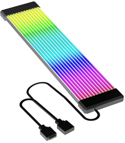 Fockety RGB Cable, ARGB 5V 3 Pin Bendable Silicone Motherboard Extension Cable Cover Kit, Multi Interface Sync ARGB (X12 Wide (for 24 Pin Or 3x8 Pin Cable))
