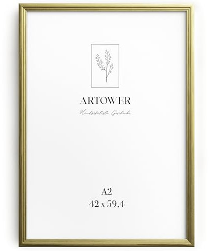 Artower® Bilderrahmen Vintage Gold Holz Rahmen für DIN A2 42 x 59,4 cm | Posterrahmen Groß Collage | Picture Frame Vintage Gold Wood 42x59 cm | Retro Schmal Bilderrahmen | Poster Rahmen