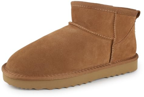 riemot Stivali Donna Classico Stivali Donna Invernali Mini Stivaletti In Vera Pelle Scamosciata Tronchetti Con Fodera In Pelliccia Boots Leggeri Antiscivolo Caldi Scarpe Invernali, 38 EU