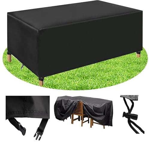 HNKDKJ Gartenmöbel Abdeckung Nach Maß Wasserdicht Outdoor Tischabdeckung 420D Oxford Wetterfest Rechteckig Schutzhülle für Gartentisch mit Zugkordel & Winddichte Schnalle - 160x95x20cm/LxWxH