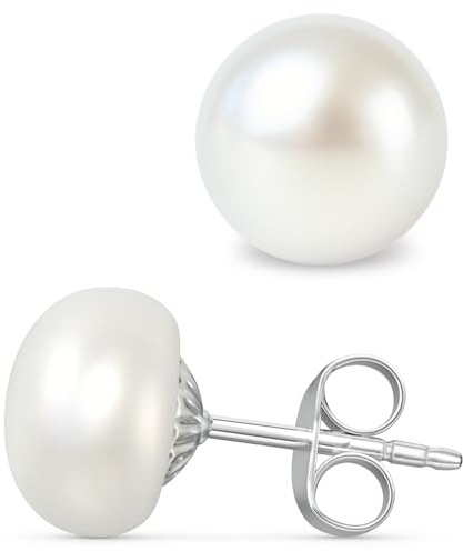 Hannah´s Treasures Perlenohrringe Silber 925 Damen [Echte Süsswasserzuchtperlen] 4-11mm / 1 Paar | Boutonform | Ohrringe silber 925 Stecker | Perlen Ohrringe 925 silber | Ohrringe Stecker (6-6,5 mm)