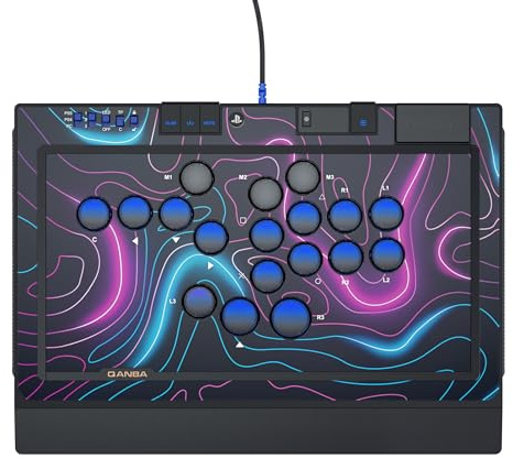 qanba Sapphire S1 Leverless Arcade Controller Joystick for PlayStation 5 and PlayStation 4 and PC (Fighting Stick) Officially Licensed Sony Product