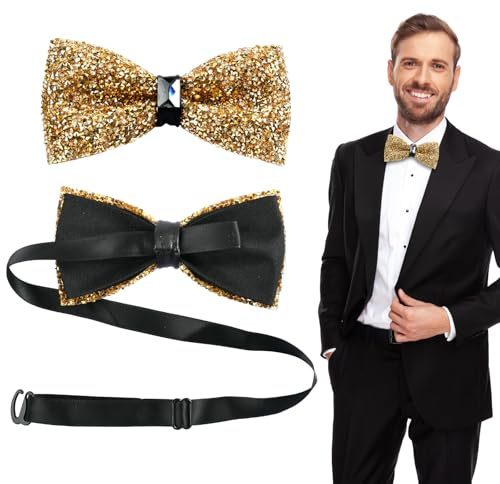 LXONTSG Pailletten Fliege, Krawatte Fliege Party, Pailletten Fliege Accessoire, Bow Tie mit Strass, Damen und Herren, für Halloween, Karneval, Hochzeiten, Maskenbälle und Discopartys