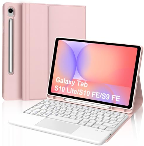 JADEMALL Clavier avec Touchpad pour Samsung Galaxy Tab S10 Lite 10.9/S10 FE 10.9 2025, AZERTY Français Clavier Détachable avec Pavé Tactile pour Tablette Samsung S10 Lite/S10 FE/S9 FE 10.9, Rose