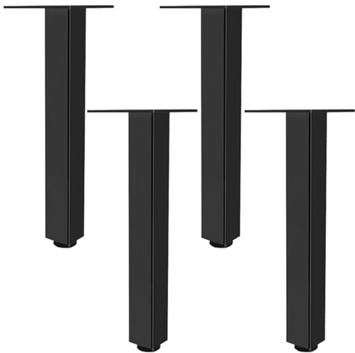 Lot de 4 pieds de table réglables noirs ronds en aluminium de 6 à 60 cm, parfaits pour la cuisine, la salle de bain et la coiffeuse, vis incluses, hauteur 27 cm