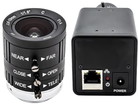 CXGHUHLT Telecamera IP POE 8MP 30fps Webcam industriale Obiettivo varifocale 5-50mm ONVIF RTSP H.265(3.6-10mm)