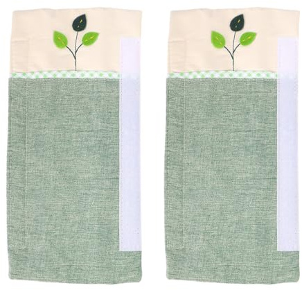 VALICLUD Green Fabric Refrigerator Handle Cover Gloves for Double-Door Fridge, Protect Fridge Handle with Delicate Decoration, for Kitchen Appliance Use
