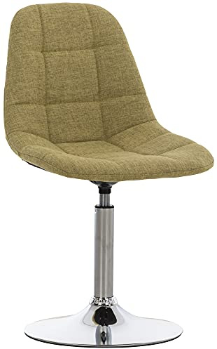 CLP Lounger Emil mit Stoffbezug, Esszimmerstuhl mit gestepptem Sitz, Drehstuhl mit Trompetenfuß in Chromoptik, Farbe:grün