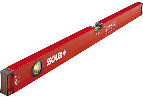 SOLA BIGX 80 - Wasserwage 80 cm - patentierte SOLA-FOCUS Libelle - mit schockabsorbierenden Endkappen