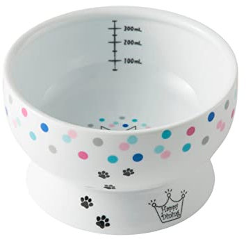 Necoichi Raised Cat Water Bowl (Colorful Dots)