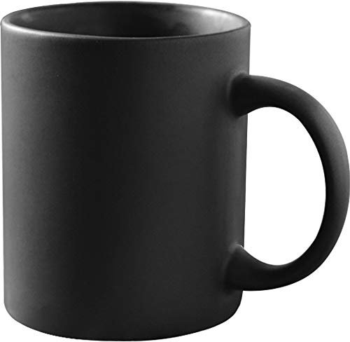Smilatte 12 oz Matte Black Porcelain Coffee Mug, Classic Ceramic Cup with Hanlde for Latte Cappuccino Tea