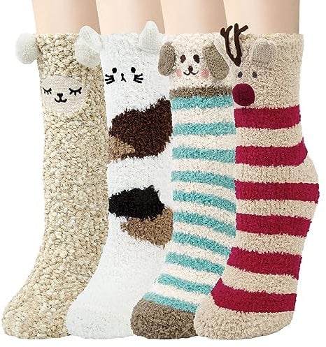 YSense Snug Kuschelsocken Damen Flauschige Kuschel Socken Haussocken Warme Bettsocken Damensocken Weihnachten Geschenk Dicke Flauschsocken Weihnachtssocken Wintersocken für Mädchen 37-42