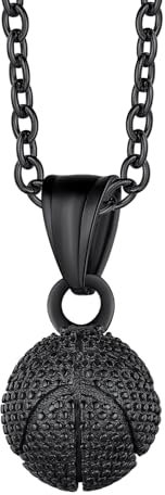 Richsteel schwarz Halskette mit Sport Baketball Anhänger Männer Sport Schmuck für Basketball fan Jungen Herren