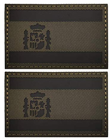 Parche reflectante de bandera IR de España, parche militar táctico moral, emblema, parches para coser en ropa, mochila, accesorios (CP negro)