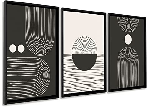 DekoArte - Cuadros decoracion salon modernos ARTE NORDICO MINIMALISTA 50x70 cm x3 piezas - Cuadros con marco negro incluido