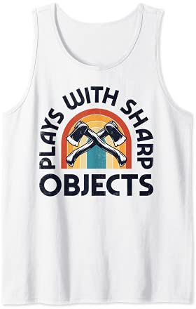 Axe Throwing Hatchet Thrower Plays With Sharp Objects Retro Tank Top