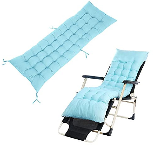 Colorful Liegestuhl Baumwolle Sitzkissen, 160X50CM, Gartenstuhl Auflage Relaxsessel Sitzpolster, Nicht leicht zu verformen,Weich und bequem Lounger Cushion für Liege Gartenmöbel Patio (Hellblau)