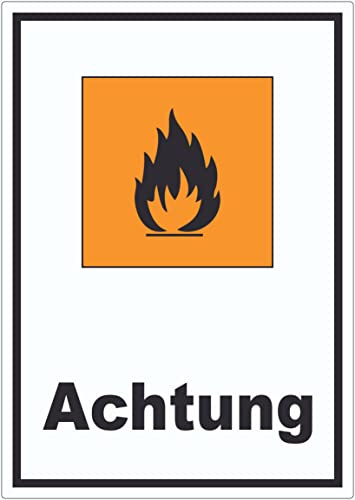 Aufkleber Gefahrensymbol Entzündbar Achtung Brand Flamme A5 (148x210mm)