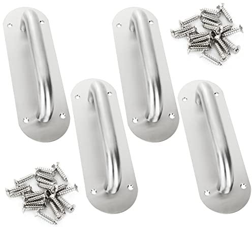 SENENQU 4 Pack Stainless Steel Door Pull Handles, Door Push Plate Handles with Screws, Heavy Duty Sliding Door Handles for Kitchen Cupboard Cabinet – 200mm x 65mm