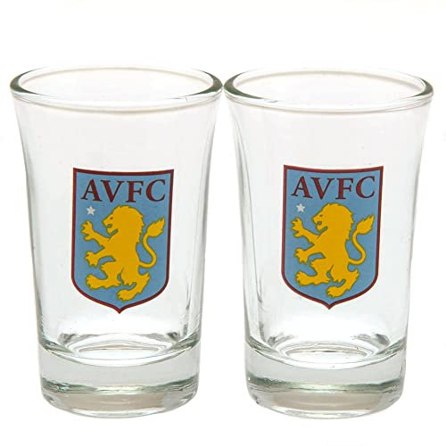 Aston Villa FC Two Pack Shot Glasses, Multicoloured, Single
