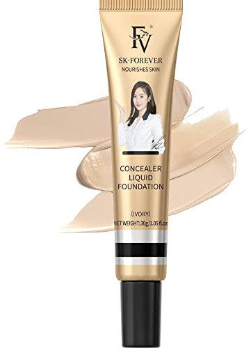 BB Cream Fondotinta, FV Fondotinta Matte Coprenza Elevata a Lunga Tenuta,Impermeabile, Finish naturale, Controllo dell'olio Fondotinta Coprente per Pelli Grasse (05 Ivory)