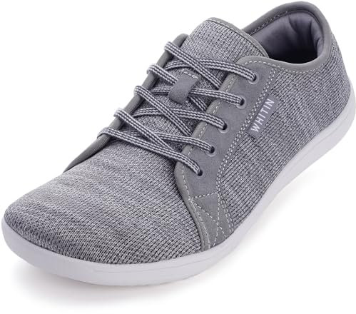 WHITIN Barfußschuhe Damen Barfuss Schuhe Barfussschuhe Breite Barfuß Sneaker Knit Barefoot Shoes Minimalschuhe Zehenschuhe Hallenschuhe Frauen Tief Grau 37 EU