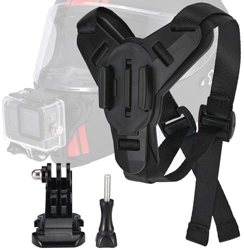 Vkesen Helmhalterung für GoPro, Motorrad Helm Gebogenem Kinn Halterung für GoPro Hero/13/12/11/10/9/8/7/6/Max, DJI Osmo Action, Akaso und andere Action kameras