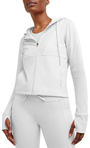 Champion Damen, weiche Haptik, Feuchtigkeitstransport, Sportjacke mit Reißverschluss Leichte Jacke, Weiss/opulenter Garten, XS