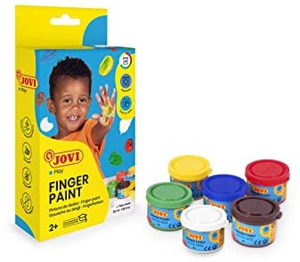 Jovi - Finger Paint, Pintura de dedos, Estuche de 6 botes de 35 ml, A partir de 2 años, A base de ingredientes naturales, Sin gluten (540B)