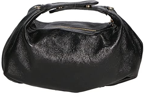 Gave Lux Damen-Minihandtasche mit einem Fach. Italienisches Kunsthandwerksprodukt aus echtem laminiertem Dollarleder. Hergestellt in Italien GLX220600923FBG-L022_BLACK 17x10x23 cm