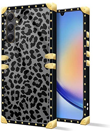 DAIZAG Schutzhülle für Samsung Galaxy A54 5G, B, Leopardenmuster, luxuriös, elegant, für Damen und Mädchen, Metalldekoration, Ecken, klassisch, Retro, weiche TPU-Schutzhülle für Samsung Galaxy A54 5G,