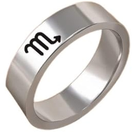 LODMLOER Schlichter Retro-Ring, 1,8 Cm, Einheitsgröße, Sternzeichen-Symbol-Design-Ring, Damen/Herren-Horoskop, Himmlische Astrologie-Set, Damen-Modeschmuck, Geburtstagsgeschenk
