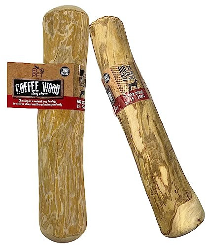 EcoPet Recycled® 100% Natural Premium Coffee Wood Long Lasting Dog Puppy Chew Toy | L (Pack of 2) | 18-20cm | 140-160gr | for Medium Large Dogs 15-25kg