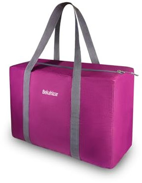 Bekahizar Handgepäck Tasche für Easyjet Flugzeug 45x36x20cm Klein Reisetasche 25L Faltbare Weekender Sporttasche Carry on Cabin Bag für Damen Herren (rosa)
