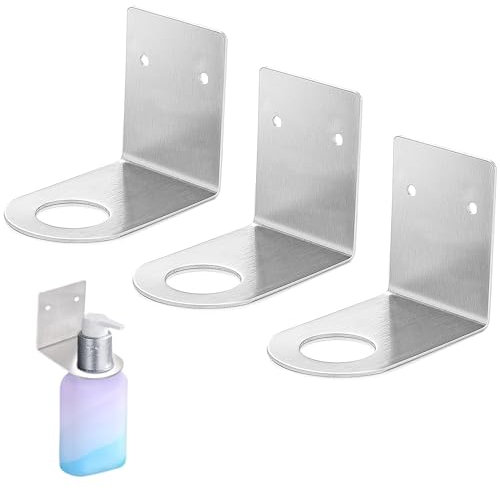 INHEMING 3 Stück Shampoo Halter Haken, Wand Shampoo Halter,28 mm Spender Halter, für Küche, Bad, Lotion, Spühlmittel - Silber