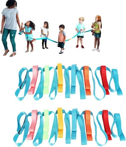 Sicherheitsseil für Kinder, 368 cm lang, mit 12 farbigen Griffen, Anti-Verlust-Kleinkind-Laufseil Walk-in-Line-Seil Kinderschulbedarf für Die Vorschule, Kindertagesstätte, Kindergarten, Schu