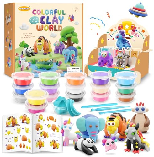 Drama Planet Air Dry Clay Kit for Kids, 26 Modeling Tutorials