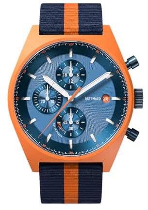 DeTomaso D10 Chrono SOLAR ORANGE Blue Orange Blau Herren-Armbanduhr Analog Solar Armband Blau Orange
