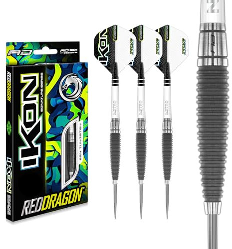 RED DRAGON Ikon 1.1 23 Gramm Professionelles Wolfram Steeltip Dart Set mit Flights und Schäften