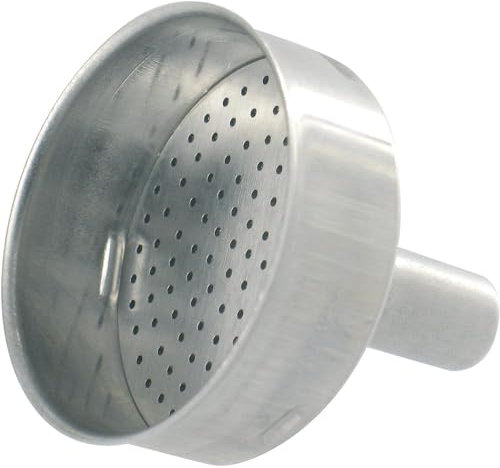 CABLEPELADO Embudo para Cafetera Moka Italiana, Filtro y Repuesto, Recipiente de Café, Aluminio, Diámetro 8.4 cm, Apto para Cafeteras de 12 Tazas