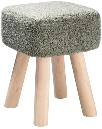 Totò Piccinni Pouf Sgabello poggiapiedi con gambe in legno (Velluto Grigio, Quadrato h 34,5)