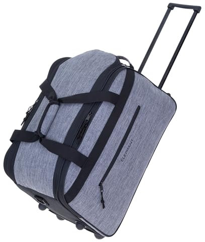 Elephant Reisetrolley Weekender Duffle Travel 55 cm Trolley Reise Damen Herren Handgepäck Reisetasche Rollen (Hellgrau-Schwarz 13030)