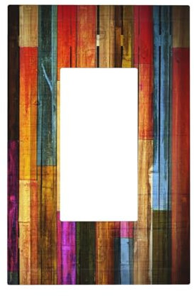 GFCI/Wipp-Wandplatte, 1-Gang-Einzeldekorator, rustikale Scheune, mehrfarbig, bunt, Bauernhaus, braunes Holz, elektrische Steckdose, dekorative Steckdosenabdeckung, Lichtschalter für Dimmer, USB,