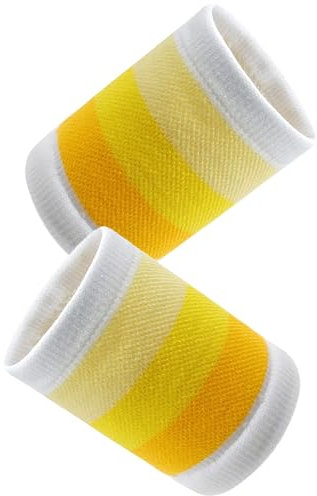 Schweißbänder 2 Stück Sport Wristbands Schweißband Handgelenk Fitness Schweißband Arm Absorbierende Schweißbänder Handgelenk für Herren Damen Fußball Basketball Fitnessstudio (Farbverlauf Gelb)