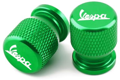 SUHNGE Für Vespa GTS GTV LX 60 125 250 300 PX 200 Maßgeschneidert Motorrad Ventilkappen, 2 Stück Aluminium Ventilkappen Luftdichte Ventilkappen, Ventilschaftabdeckungen für Motorräder,Green
