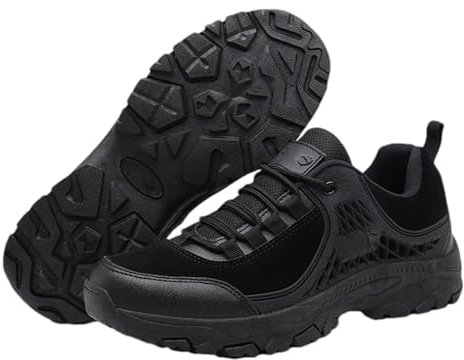 YALING Scarponi Da Trekking Impermeabili Da Uomo,Stivali Tattici Militari Da Uomo,Scarpe Da Allenamento Basse,Per Escursioni All'aria Aperta, Arrampicata Su Roccia, Caccia, Ecc,Nero,43 EU