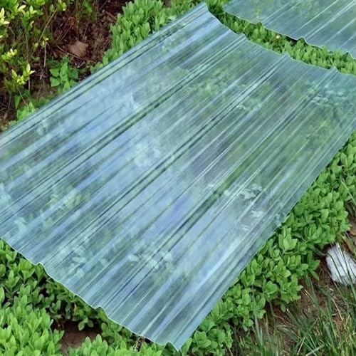 Lichtwellplatten,Wetterfestes Trapezblech,1,5mm Dicke FRP-Tageslichtplatten,Transparent Kurzrollen,Stumm Dachplatten,Dachpaneele,für Pergola-Gewächshaus-Carport (0.9x1.8m/35x71in,5 Pcs)
