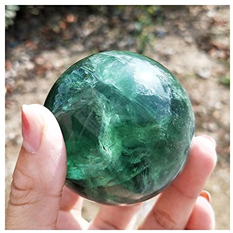 IINKUEYK Lleno de Textura Bolas Cristal Cuarzo Verde Oscuro Esfera Fluorita Verde Natural Hermosa